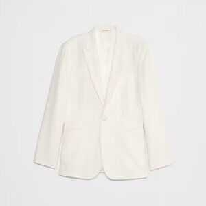 NEW 42S Banana Republic Factory Tailored-Fit Linen White Tuxedo Jacket